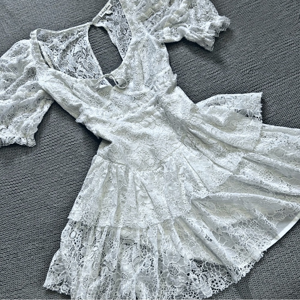 For Love And Lemons Coquette Lace Mini Dress